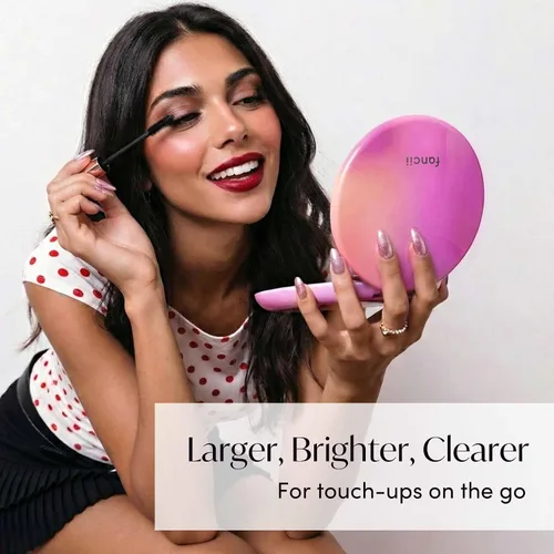 Miniatura 2 de Fancii Taylor espejo de maquillaje de viaje con luz LED, recargable, aumento 10x/1x, sistema de iluminación Tru-Glow, XL grande de 5 pulgadas