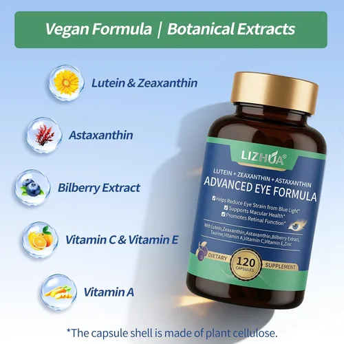 Miniatura 3 de Luteína 40 mg y zeaxantina 8 mg vitaminas oculares, con astaxantina, arándano, taurina, visión y apoyo de salud macular, cuidado de la salud ocular
