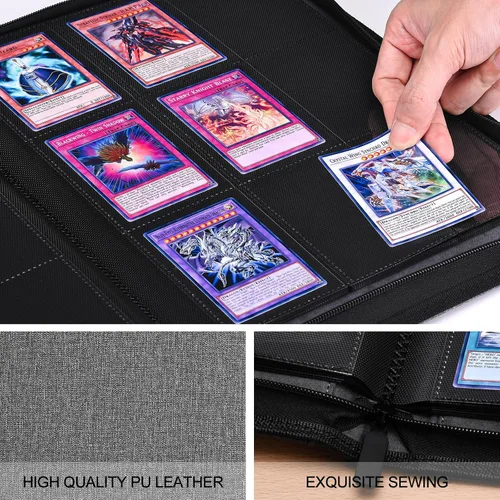 Miniatura 5 de HerriaT Carpeta de tarjetas intercambiables, carpeta de colección de tarjetas de poliuretano de 9 bolsillos para 360 tarjetas, libro de tarjetas