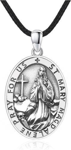 Miniatura 482 de Collar de plata de ley 925 con medalla de San Patrón, colgante de protección católica, amuleto, joyería religiosa para hombres y mujeres