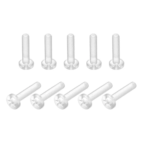 Miniatura 17 de uxcell M2x6mm plástico Phillips pernos 50pcs PC Pan cabeza máquina tornillos transparentes