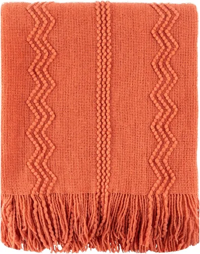 Miniatura 31 de BATTILO HOME Manta marrón para sofá, manta bohemia decorativa de punto chocolate para el hogar, cama, 50 x 60 pulgadas Marrón ondulado
