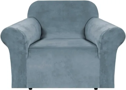 Miniatura 69 de H.VERSAILTEX Funda de terciopelo elástico para sillón, funda para sillón de 1 cojín para sala de estar, funda de muebles hecha de terciopelo grueso