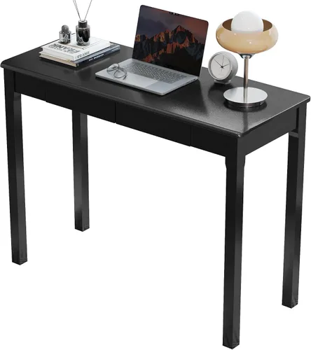 Miniatura 11 de Escritorio de madera maciza con cajones, escritorios estrechos simples de 24 x 16 pulgadas, mesa de estudio de madera de goma, escritorio pequeño