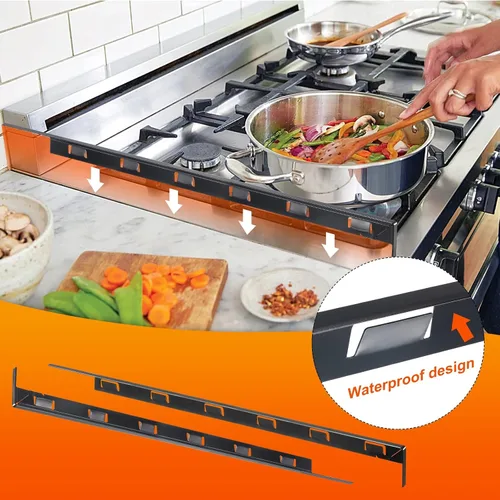 Miniatura 3 de uxcell Cubiertas para huecos para estufas, relleno de huecos para estufas de cocina, cubierta de aluminio para horno de 25.59 pulgadas de largo