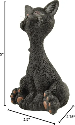 Miniatura 3 de JFSM INC. Figura de gato negro sonriente de 5 pulgadas, bonita estatua de gatito de resina para decoración del hogar u oficina, colección Happy Cat