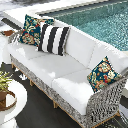 Miniatura 892 de Juego de 2 almohadas para exteriores de 16 x 16 pulgadas, repelentes al agua con interiores, para muebles de patio, hogar, jardín, geometría bohemia