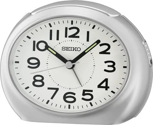 Miniatura 6 de Seiko QHE193GLH Reloj despertador ovalado sin tictac para dormitorio, dorado, 3.5 x 4.5 pulgadas Dorado metálico