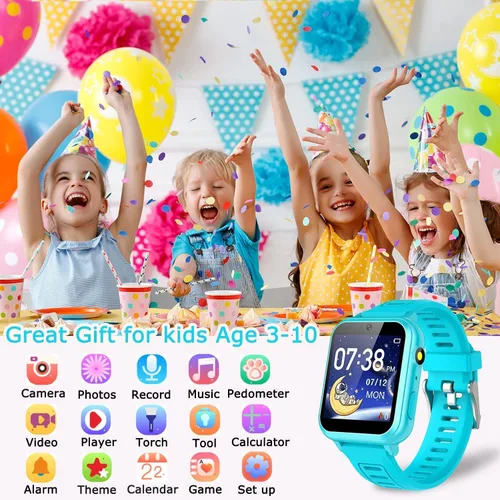 Miniatura 7 de Cosjoype Relojes inteligentes para niños niñas Reloj para niños con pantalla táctil HD con 24 juegos de rompecabezas, cámara, reproductor de música