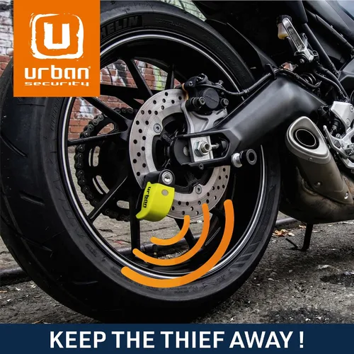 Miniatura 11 de Candado con alarma para el disco de freno Urban UR6 para motocicleta y bicicleta de 0.23 in y 120 dB, universal, resistente al agua con cable