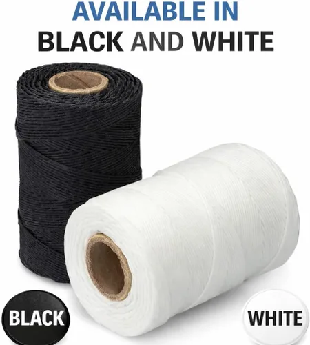 Miniatura 8 de Cordel/cordón blanco encerado 100% poliéster 1005 pies (335 yardas) x 2 rollos 9 capas 115 libras de fuerza de bucle de amarre de cable