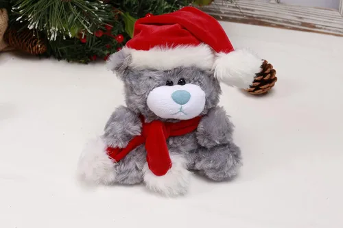 Miniatura 4 de Plushland Adorable oso de peluche suave y peludo, animal de peluche, juguetes de vacaciones, recuerdos de fiesta de Navidad para niños