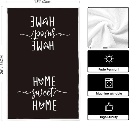 Miniatura 6 de Artoid Mode Toallas de Cocina Rayas Negras Home Sweet Home Boho Halloween Toallas de Platos, 18x26 Pulgadas Toallas de Mano de Decoración