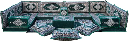 Miniatura 3 de arabicsofa Juego en forma de U, árabe Majlis, sofás de sala de estar en forma de U, sofá de suelo, sofás de piso de interior, cojines de suelo