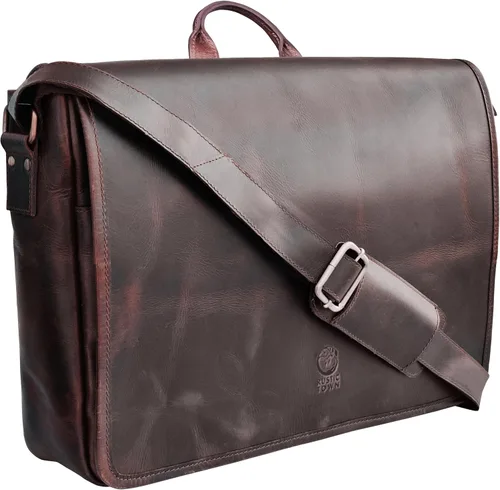 Bolso de mensajero de cuero para hombre, 14 pulgadas, bolso de cuero para laptop, bolso cruzado vintage para oficina, bolso de hombro de viaje