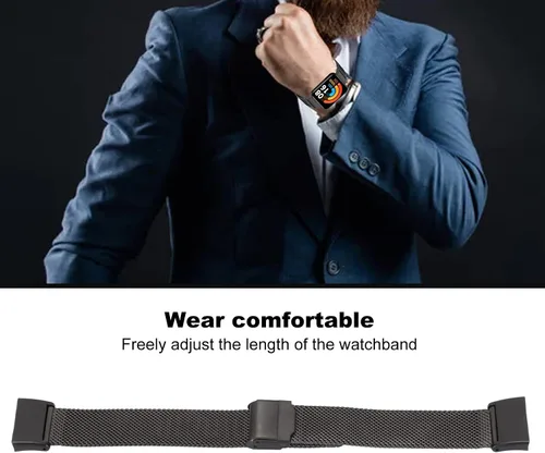 Miniatura 3 de Banda de reloj inteligente de malla de acero inoxidable premium para reloj 2 y Mi Watch Lite 2 (negro)