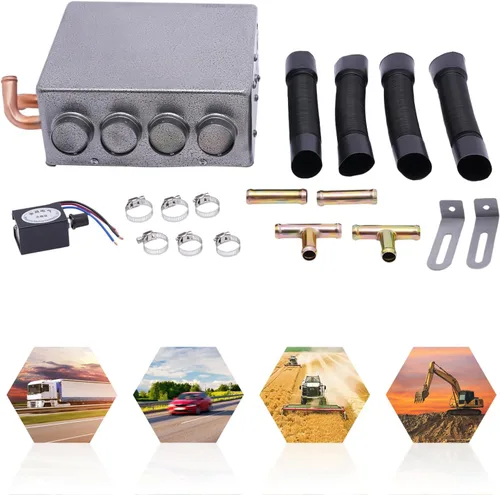 Miniatura 4 de Calentador universal de 12 V con 4 puertos para debajo del salpicadero, con interruptor de velocidad, gris, para automóvil, camión, barcos