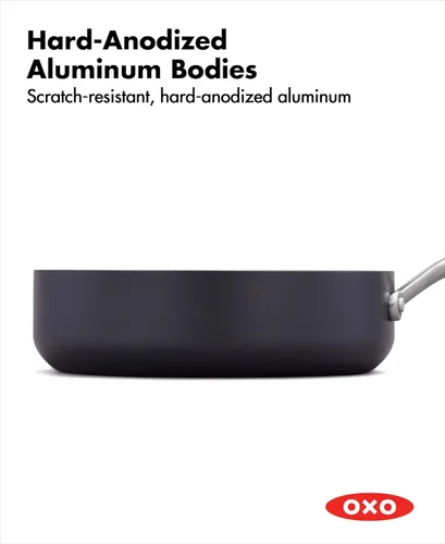 Miniatura 4 de OXO Olla profesional de 3 cuartos de galón con tapa, utensilios de cocina antiadherentes de cerámica anodizada dura, sin PFAS, acero inoxidable