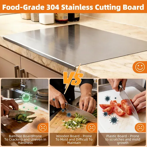 Miniatura 3 de Tabla de cortar, tablas de cortar de acero inoxidable 304 para cocina, tabla de cortar carne, tabla de cortar de metal para frutas, verduras, pan