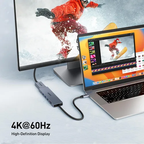 Miniatura 3 de BENFEI USB C HUB 7 en 1 con HDMI (4K a 60 Hz, certificado), entrega de energía de 100 W, 3 USB 3.0, lector de tarjetas SD/TF (160 MB/s) compatible