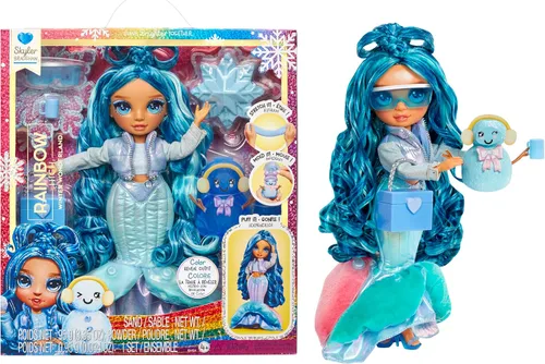 Rainbow High Winter Wonderland Skyler - Muñeca de moda azul de 11 pulgadas con nieve mágica oculta en la ropa que se infla con agua, y kit de muñeco