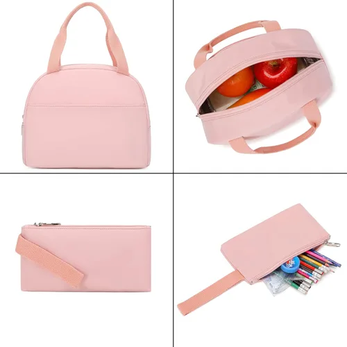 Miniatura 6 de Hey Yoo Mochila escolar con lonchera, juego de mochila linda mochila escolar para niñas adolescentes (rosa)