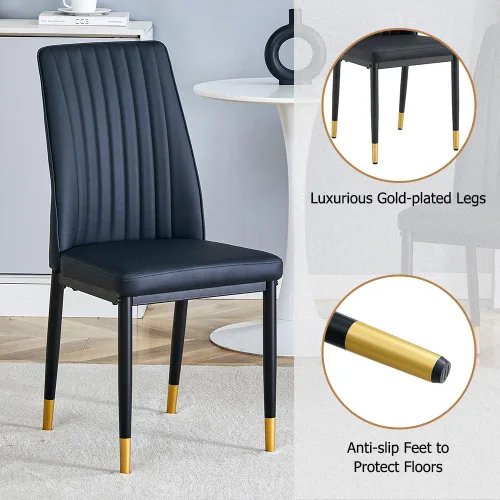 Miniatura 7 de Juego de mesa de comedor moderno para 6, juego de mesa de cocina y sillas de mármol para 6, mesa de cocina rectangular con 6 sillas tapizadas