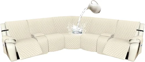 Miniatura 37 de Arfntevss Fundas de sofá modular reclinable, 100% impermeable, en forma de L, para sillón reclinable en forma de L, funda seccional lavable