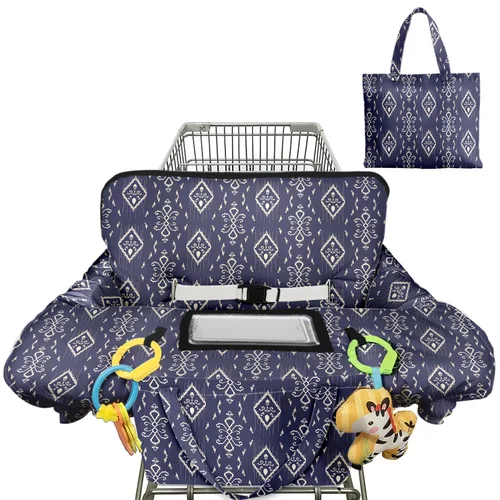 Miniatura 7 de Funda para carrito de compras para bebé 2 en 1 Funda para silla alta con arnés de seguridad Multifuncional Patrón de dinosaurio Cubiertas de carrito