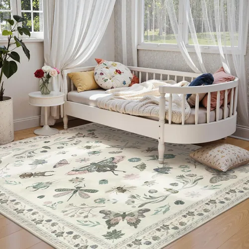 Miniatura 4 de Alfombras lavables con estampado de insectos 5x7, alfombras suaves para sala de estar, alfombra ultradelgada antideslizante moderna para dormitorio
