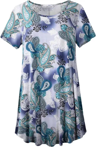 JollieLovin camiseta mangas cortas, holgada, tipo túnica, de calce suelto, para mujer