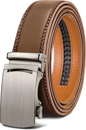 Miniatura 8 de BULLIANT - Cinturón de trinquete para hombre, cinturón de cuero deslizante ajustable para regalo, para vestido casual de hombre, 1 3/8