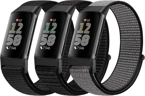 Miniatura 14 de Correas de nailon para reloj deportivo compatibles con Fitbit Charge 6/5, correa de muñeca ajustable, transpirable, de repuesto, suave, de bucle