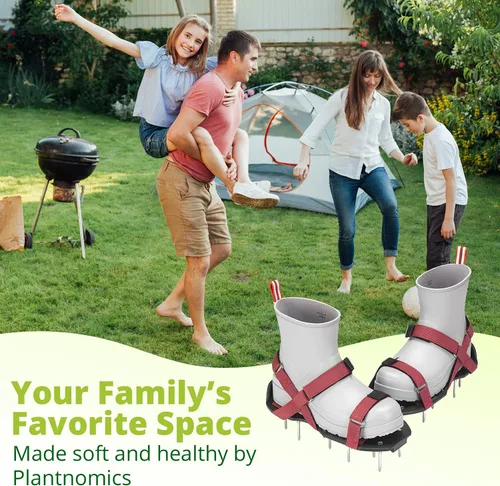 Miniatura 7 de Zapatos aireadores de césped con correas de , premontados, totalmente ajustables, talla única, herramienta de césped y jardín que reduce la paja