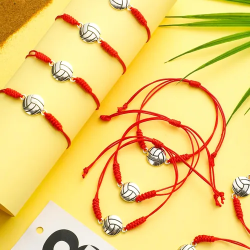 Miniatura 17 de 20 pulseras de voleibol ajustables, cuerda trenzada con dije de voleibol para niñas, mujeres, hombres, adolescentes, la mayoría de jugadores