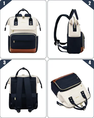 Miniatura 4 de LOVEVOOK Mochila de moda para mujer, Beige-azul-marrón, Bolso mochila de moda