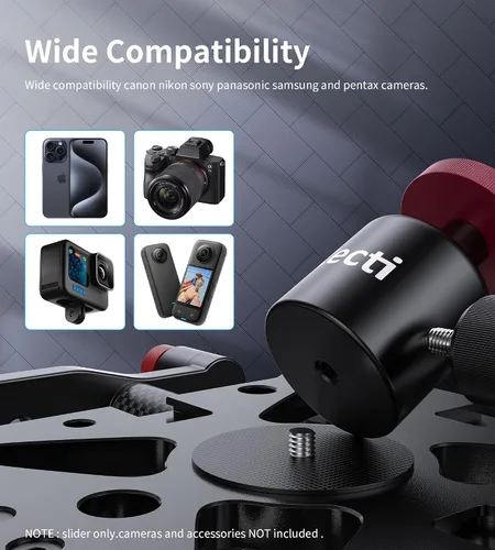 Miniatura 2 de Zecti Estabilizador de cámara deslizante de 16 "/40 cm Carril de fibra de carbono ajustable para cámara DSLR Video Movie Fotografía Videocámara