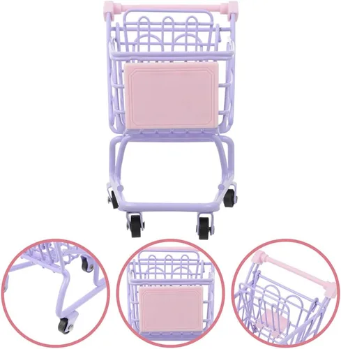 Miniatura 6 de Toddmomy 1 mini carrito de supermercado, mini carrito de compras de metal, carrito de compras de supermercado, carrito de compras, soporte