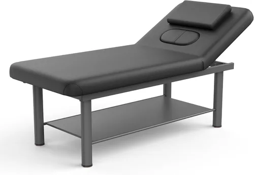 Miniatura 12 de pouseayar Cama de masaje estacionaria profesional resistente con respaldo ancho para terapia, tratamientos faciales, marco de metal, piel sintética