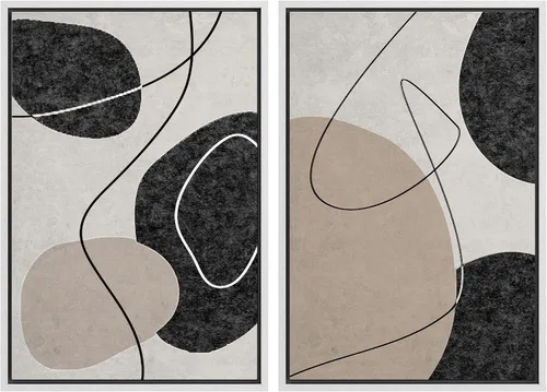 Miniatura 89 de SIGNWIN Lienzo enmarcado para pared, ilustraciones abstractas texturizadas en tonos beige terrosos, arte moderno, decorativo, contemporáneo