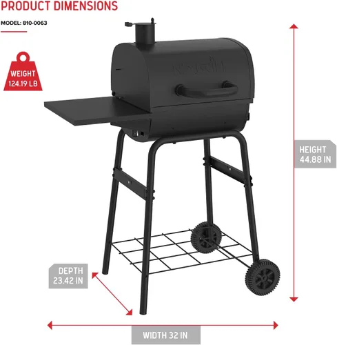 Miniatura 3 de Nexgrill Parrilla de carbón de 17.5 pulgadas con estante lateral, 349 pulgadas cuadradas en espacio de cocción, chimenea ajustable, reguladores