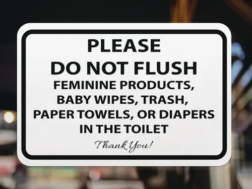 Miniatura 4 de Letreros adhesivos con texto en inglés «Please Do Not Flush Thank You» para baño, 6 x 4 pulgadas, paquete de 10 unidades, vinilo de grado industrial