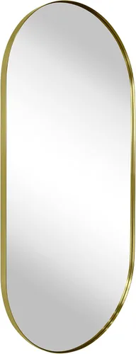 TEHOME Espejo de Baño Ovalado Dorado Cepillado 20x40'' con Forma de Píldora Espejo de Tocador Oblongo con Marco de Metal Espejo de Cápsula para