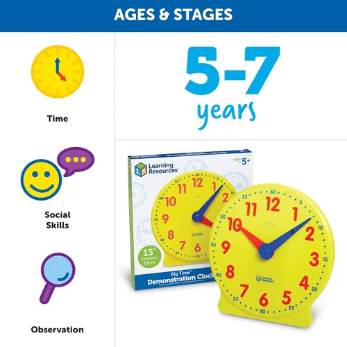 Miniatura 5 de Learning Resources – Reloj de estudiante Big Time, 12 horas