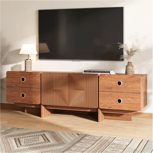 JOINICE Soportes de TV acanalados de 66" para sala de estar, consolas de TV modernas de mediados de siglo para TV de 75 pulgadas, centro de