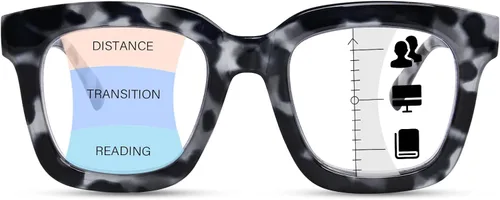 Miniatura 10 de Anteojos de lectura multifocales progresivos para mujer, para lectura de computadora con luz azul cuadrada de gran tamaño con bisagra de resorte