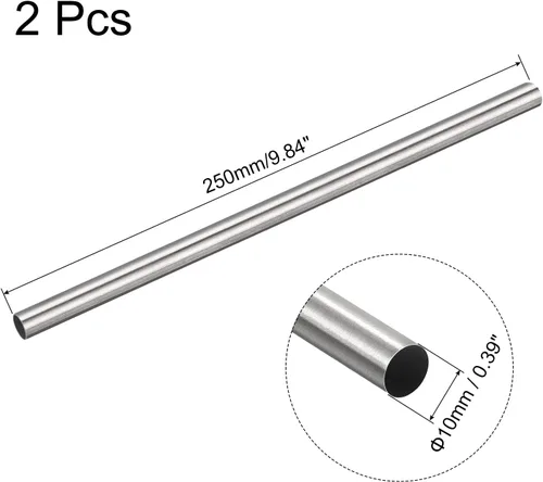 Miniatura 2 de uxcell Tubo capilar de acero inoxidable 304, OD 0.394 in x 0.012 in pared gruesa 9.843 in longitud tubo de metal para maquinaria industrial, 2 piezas