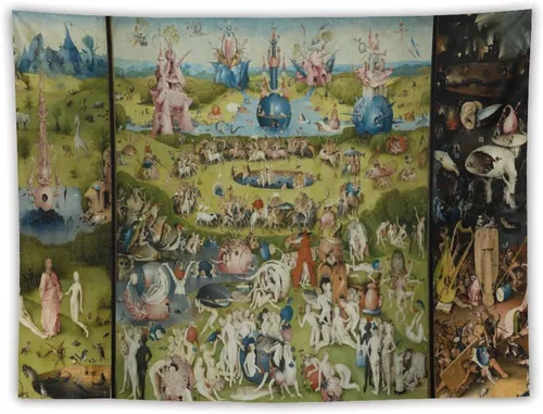 Miniatura 11 de CALOWE KOLEVN Tapiz Hieronymus Bosch, de El jardín de las delicias terrenales, para regalos, pintura, arte de pared, dormitorio, impresiones