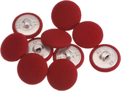 Miniatura 56 de HARFINGTON 10 botones de tela de 24L cubiertos de tela de 0.59 pulgadas, vástago de metal, botones de costura redondos para trajes, blusas de Azul
