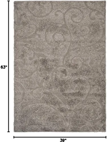 Miniatura 2 de SAFAVIEH Florida Shag Collection - Alfombra decorativa, 3 pies 3 pulgadas x 5 pies 3 pulgadas, gris, diseño de volutas, no desprende pelusa